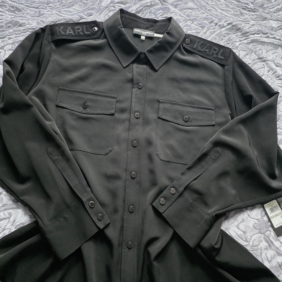 Karl Lagerfeld Paris Womens Plus Size Utility Shirt NWT - Picture 5 of 11